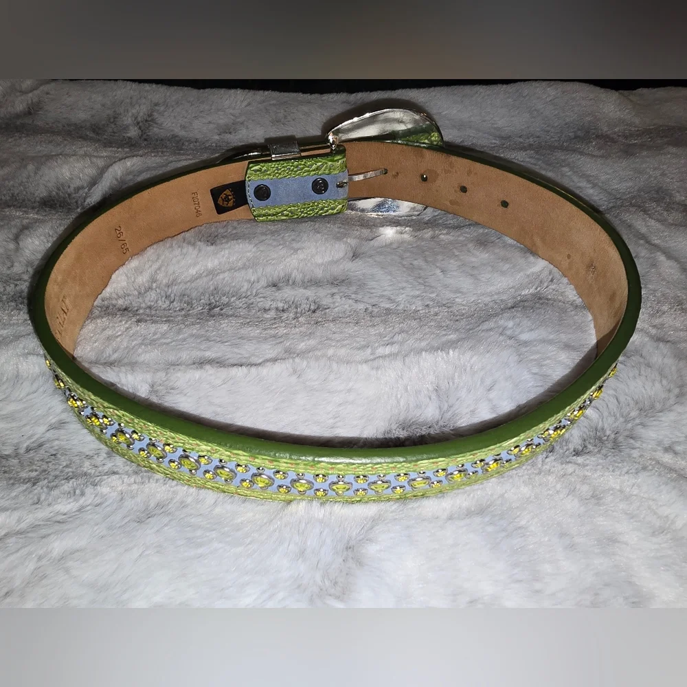 Ariat‎ girls leather jeweled belt green and blue size 26/65 F107046